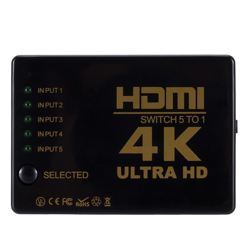 LccKaa HDMI-Tương Thích Switcher 4K HD1080P 5 Cổng HD Công Tắc Nút Chọn Bộ Chia Với Trung Tâm Điều Khiển Từ Xa IR Cho HDTV DVD TV BOX