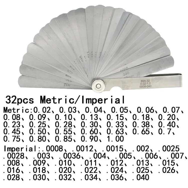 32/26/25/20 Lưỡi Feeler Đo Hệ Mét Gap Filler 0.02-1MM / 0.0008-0.040 INCH gage Measurment Dụng Cụ Cho Động Cơ Van Điều Chỉnh