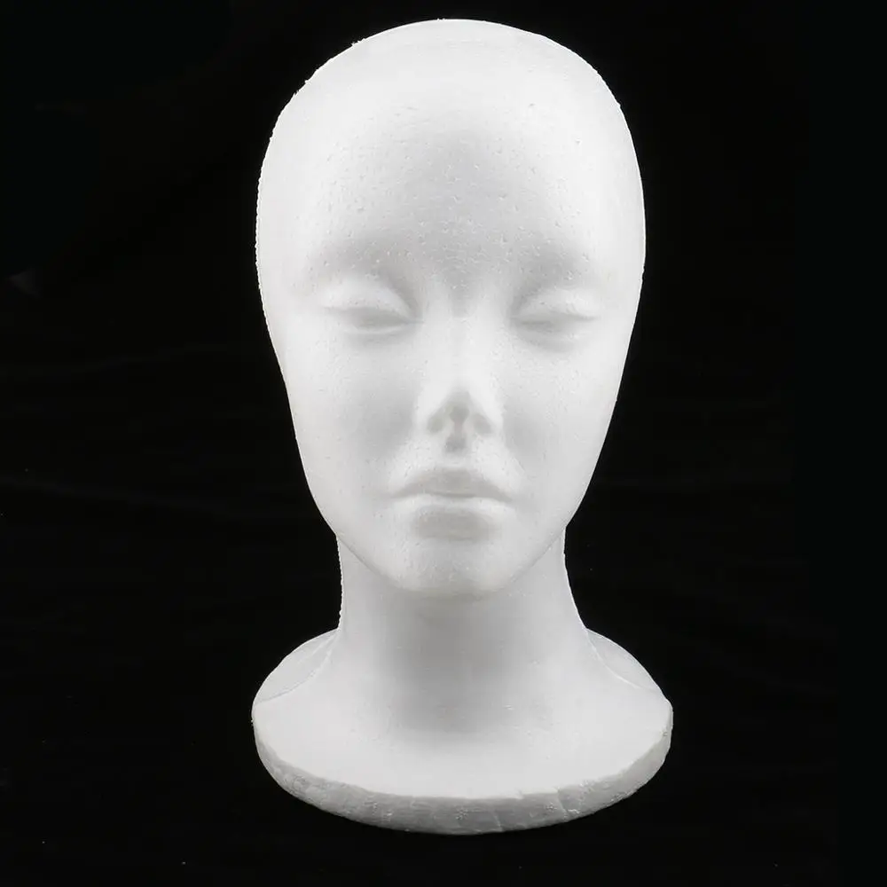 หญิงชาย Mannequin HEAD สีขาวโพลีสไตรีนโฟมโฟมหัวขาตั้งวิกผมหมวกชุดหูฟัง Display Stand Rack