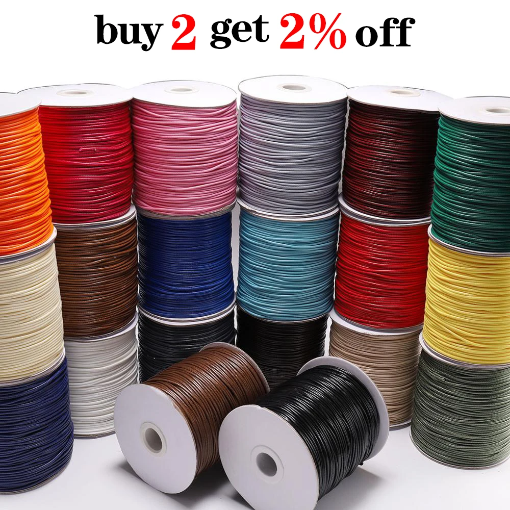 10 m/lote 26 colores línea de cuero cordón encerado hilo de algodón correa collar cuerda para fabricación de joyería DIY suministros de pulsera