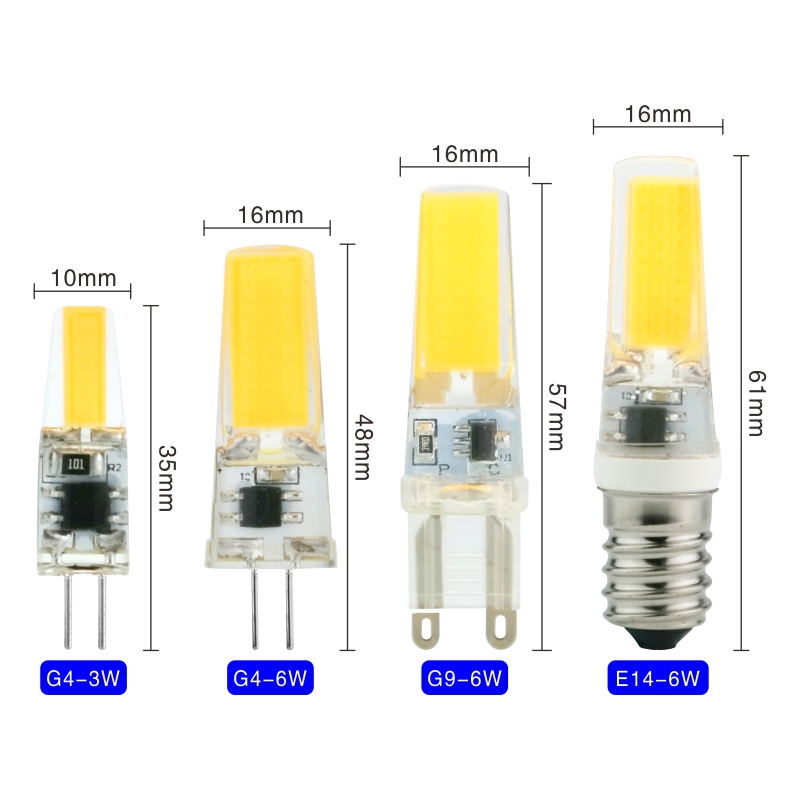 4 teile/los LED G4 G9 E14 3 W 6 W Glühbirne AC/DC 12 V 220 V LED Lampe COB Scheinwerfer Kronleuchter Ersetzen Halogen Lampen Kalt/Warmweiß