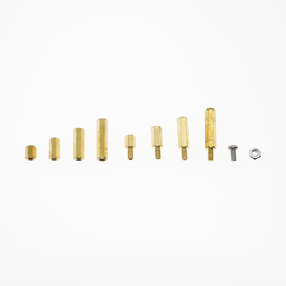 Separador de columna hexagonal de latón macho y hembra M3, tuerca de tornillo para placa PCB, 120 unidades