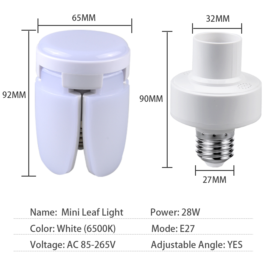 E27 LED Birne Fan Blade Timing Lampe AC85-265V 28W Faltbare Led Glühbirne Lampada Für Home Decke Licht mit Fernbedienung