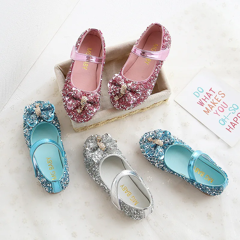 แฟชั่นรองเท้าเด็กรองเท้า Sequins Rhinestone เจ้าหญิงผีเสื้อรองเท้ารองเท้านักเรียนฤดูใบไม้ร่วงใหม่2022