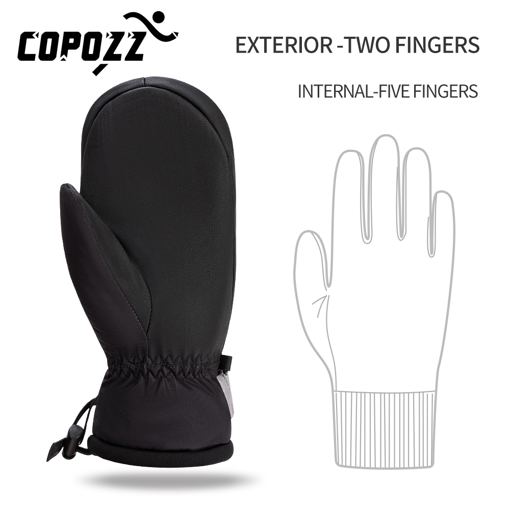 Copozz-30 ℃ 厚くする大人のティーンプロのスノーボードスキーグローブ防風冬暖かい熱スノーミトンスキースノーモービル