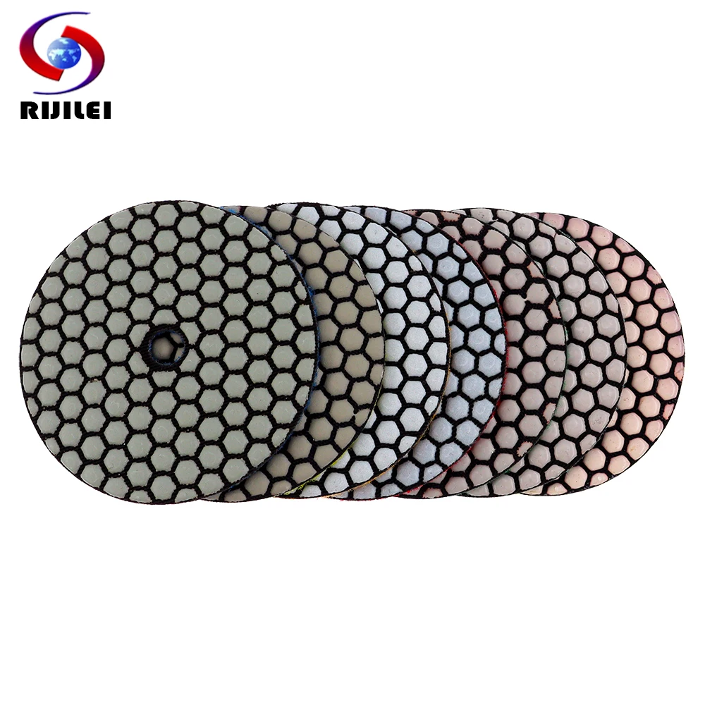 7 unids/set 4 pulgadas almohadilla de pulido en seco afilado Flexible 100mm almohadillas de pulido de diamante para granito mármol piedra disco de lijado de hormigón