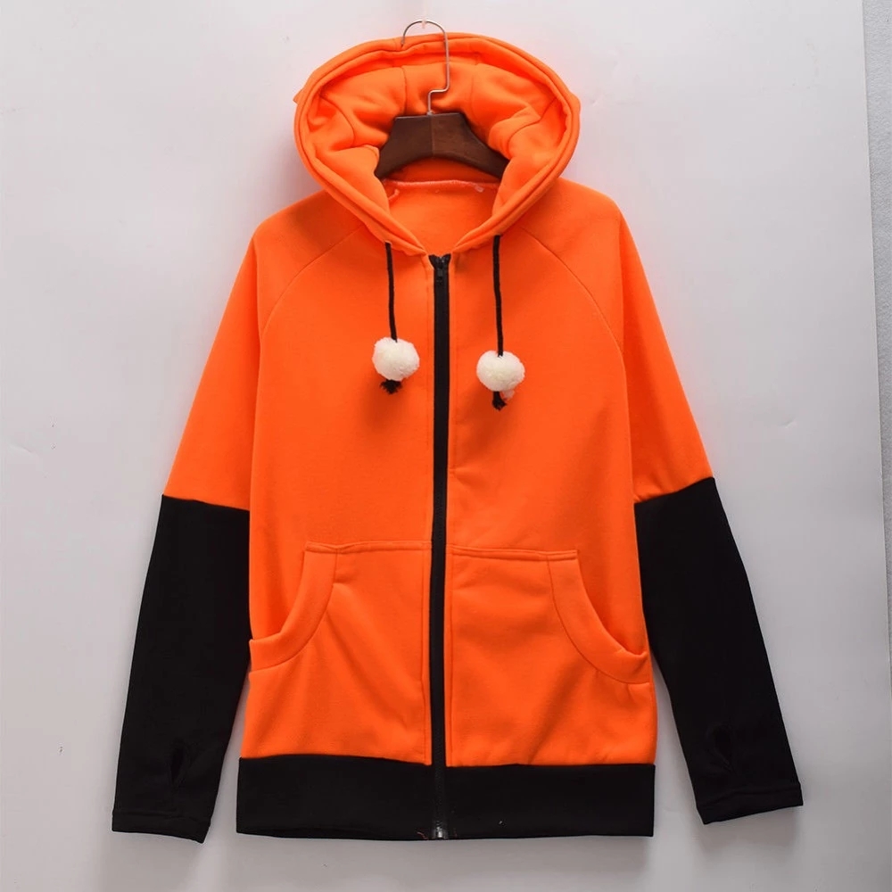 Animal Fox Ears Cosplay Disfraz Chaqueta con capucha Sudadera naranja cálida Cosplay Sudadera con capucha unisex