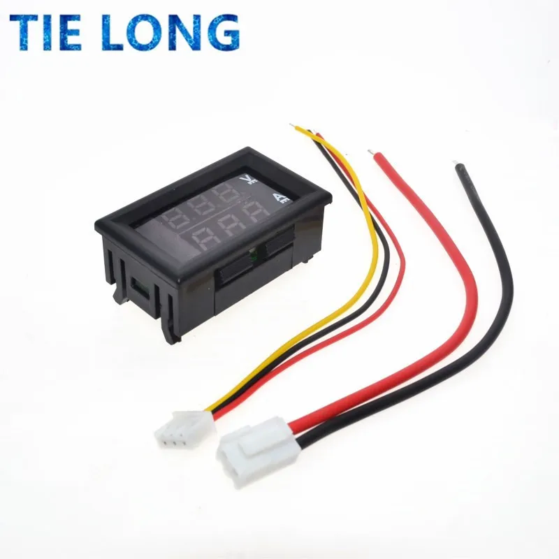DC 0-100V 10A Voltmetro digitale Amperometro Doppio display Rilevatore di tensione Misuratore di corrente Pannello Amp Volt Gauge 0.28 "LED rosso blu