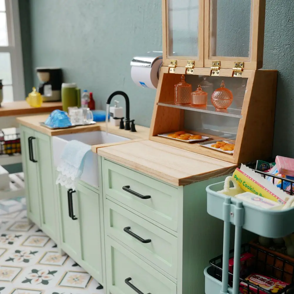 Mới 1/6 Quy Mô Thu Nhỏ Bồn Rửa Chén Lavabo Rửa Vòi Cho Blyth Barbies Nhà Búp Bê Đồ Gỗ Đồ Chơi Phụ Kiện