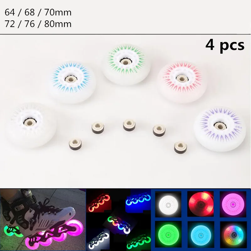 จัดส่งฟรี LED แฟลชล้อ80มม.76มม.72มม.70มม.68มม.64มม.สำหรับรองเท้าสเก็ตอินไลน์90A สำหรับผู้ใหญ่เด็ก SEBA RB ล้อลูกกลิ้ง