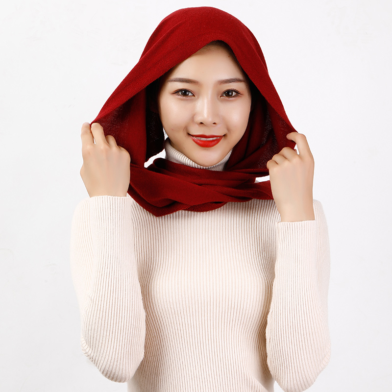 Bufanda triangular de 160x40cm para mujer, chal de lana, calentador de cuello, Color sólido, capucha multiusos, Pashmina, accesorios de punto suaves para primavera para mujer