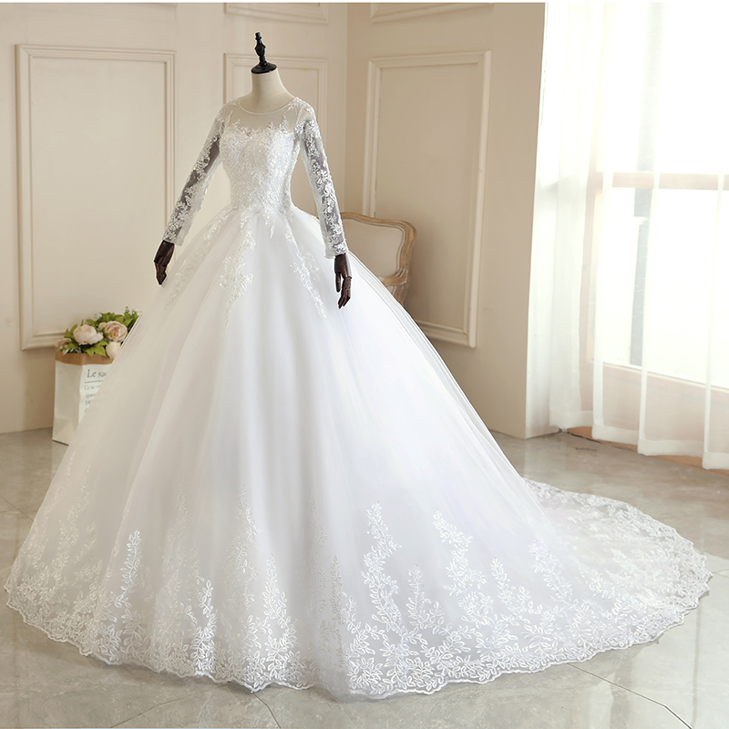 Đầm Vestido De Noiva 2022 Nguyên Chất Đầy Nữ Tay Áo Cưới Kèm Tàu Công Chúa Tiệc Cao Cấp Áo Dây De Mariee Plus kích Thước