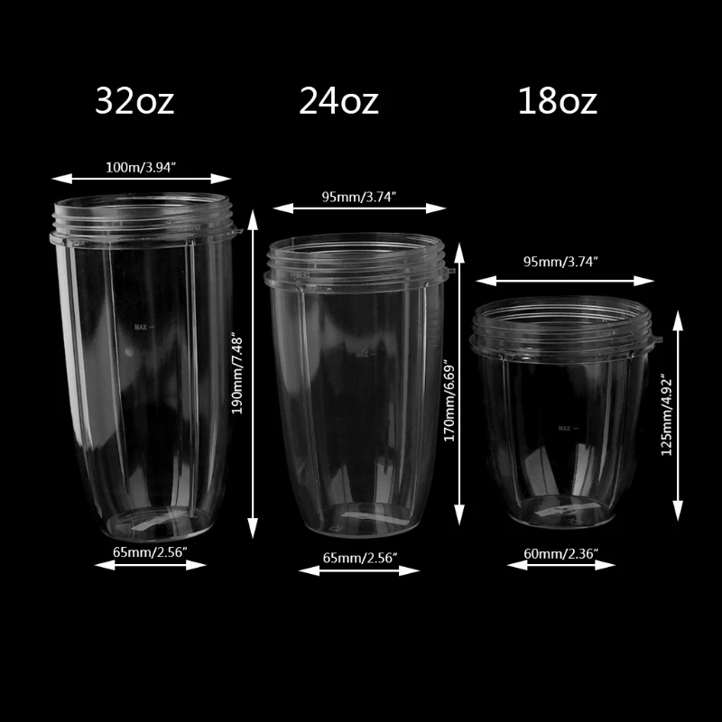 Máy Ép Ly Cốc Rõ Ràng Thay Thế Cho NutriBullet Nutri Viên Đạn Máy Ép 18/24/32OZ Thả Tàu No28