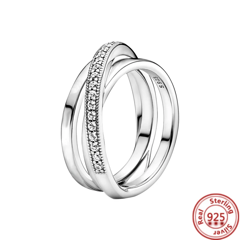 Classico 100% argento sterling 925 principessa tiara corona scintillante amore cuore CZ Pantaro anelli donne gioielli di fidanzamento anniversario