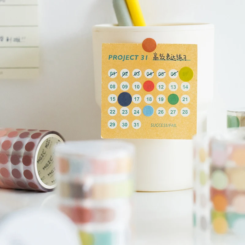 Yoofun 5*300 ซม.จุดสีตกแต่งกาว Washi เทปกาวเทป DIY Scrapbooking สติกเกอร์ป้ายเครื่องเขียนญี่ปุ่น
