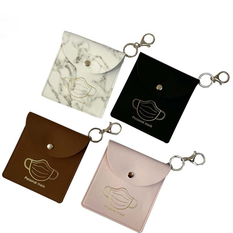 Tas Penyimpan Masker Portabel Kulit PU Klip Masker Anti Debu Wadah Masker Dapat Dipakai Ulang dengan Gantungan Kunci Tempat Masker Wajah Dapat Digunakan Kembali
