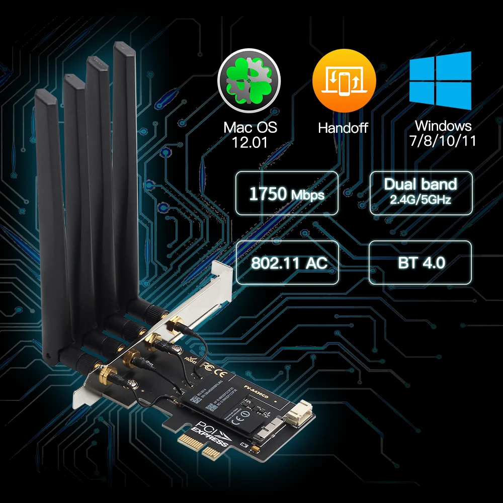 Двухдиапазонный BCM94360CD 1750 мбит/с 802.11ac WiFi Bluetooth 4,0 и AC1200 BCM94360CS2 PCIE беспроводной адаптер MacOS Hackintosh настольный пк
