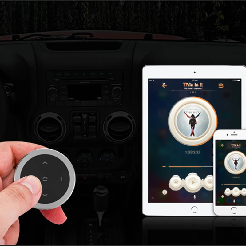Mini botón multimedia inalámbrico compatible con Bluetooth, mando a distancia para volante de motocicleta y coche, reproducción de música MP3 para IOS y Android