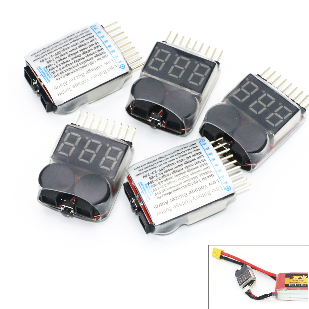 Lipo Batteriespannungsprüfer Voltmeter Monitor Summer Alarm 1-8s 3,7V-22,2V für Rc Lipo Batteriemodelle