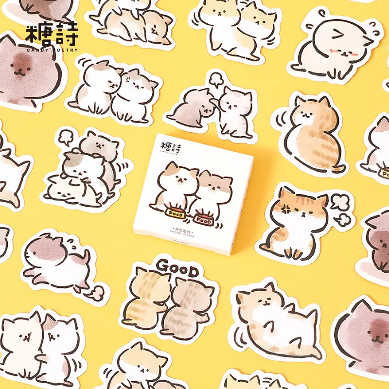 45 sztuk/pudło moje niegrzeczne koty Diy Mini papierowa naklejka pamiętnik Album Scrapbooking naklejka dekoracyjna Kawaii biurowe ​ Etykieta