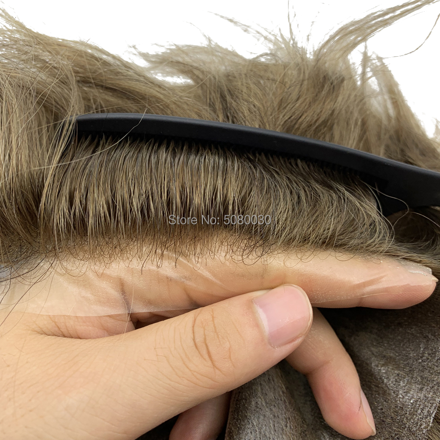 Tupé de hombre con línea de cabello natural con nudo invisible, peluquín frontal de cabello humano 100% Euro-Touch