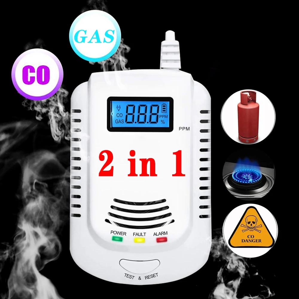 Độc Lập Co Máy, Máy Dò Báo Ga Cảm Biến Khí Mêtan Propane, Thiết Bị Báo Rò Rỉ Gas, phích Cắm EU LCD An Ninh