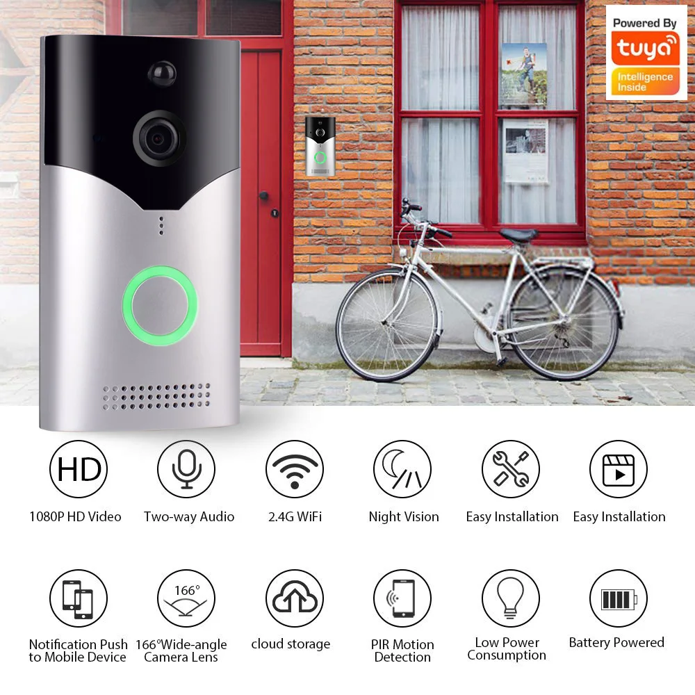 Tuya Smart Wifi Doorbell Rainproof Intercom PIR Motion Detector compatible with tuya smart life