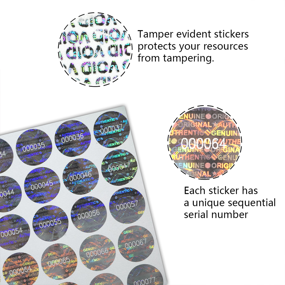 Bạc Hình Tròn Toàn Phương Miếng Dán Bảo Hành Voan Hải Cẩu Dán Nhãn Với Số Serial Bảo Mật Cao Laser Miếng Dán 1.5Cm