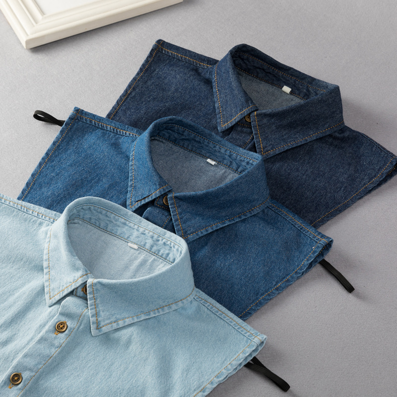 Männlich Weiblich Kind Frühling Herbst Allgleiches Denim Hemd Falschen Kragen Dekorative Hemd Kragen Spitzen Kragen Abnehmbarer Kragen