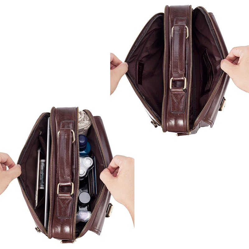 ยี่ห้อใหม่ Cowhide หนัง Messenger กระเป๋าผู้ชายกระเป๋าถือหนังแท้กระเป๋าเดินทางชายไหล่กระเป๋าสําหรับชายกระเป๋าเอกสาร Totes
