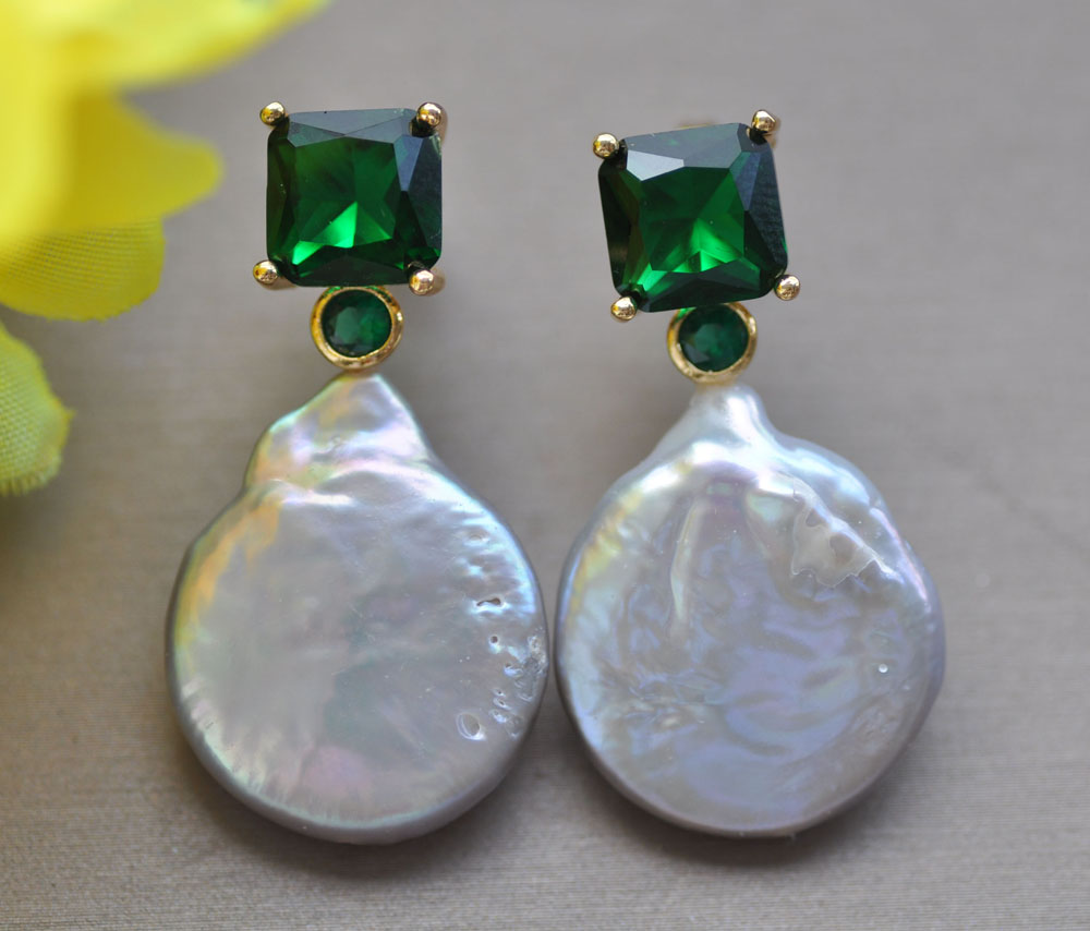 MTC · STAR Z10177 Anting-Anting Beryl Mutiara Air Tawar Koin Abu-abu 22Mm