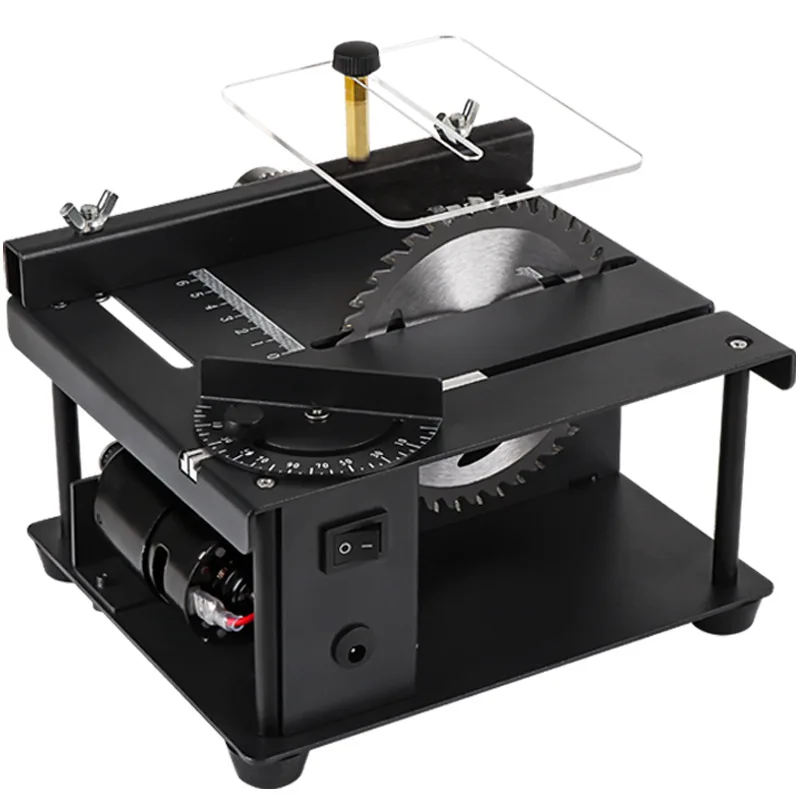 Sierra de mesa de 12-24V y 200W, Mini cortador de sierra eléctrica de escritorio, cortador de ángulo de velocidad ajustable para madera, plástico y acrílico