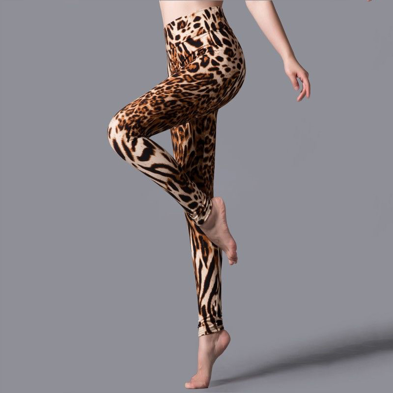 YRRETY Leggings Leopard Frauen Leopard Print Leggings Frühling Und Herbst Hohe Elastizität Hose Leggins Hohe Taille Elastische Legging