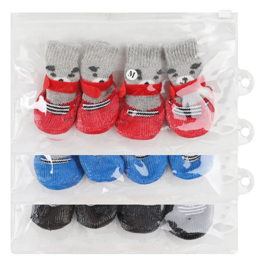 4 unids/lote calcetines cálidos de invierno para perros botas de nieve antideslizantes impermeables para cachorros Chihuahua zapatos para perros botines para perros pequeños y grandes