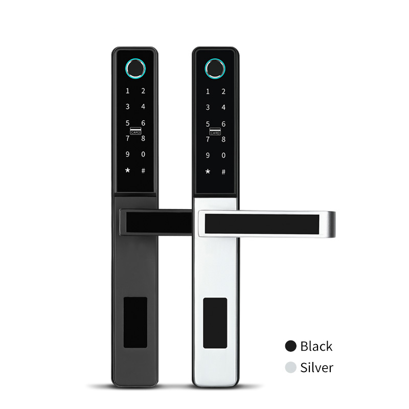 Jcsmarts IP65 Aplikasi TTlock Nirkabel Paduan Seng Tahan Air Kunci Sidik Jari Elektronik Pintu Ramping untuk Pintu Gerbang Kaca Aluminium