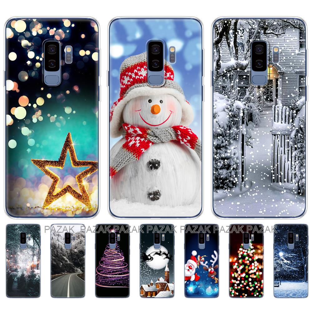 Untuk Samsung Galaxy S9/S9 PLUS Casing Penutup Belakang Ponsel untuk Samsung S9/S9 Plus Tas Lembut Silikon Musim Dingin Natal Pohon Salju Tahun Baru