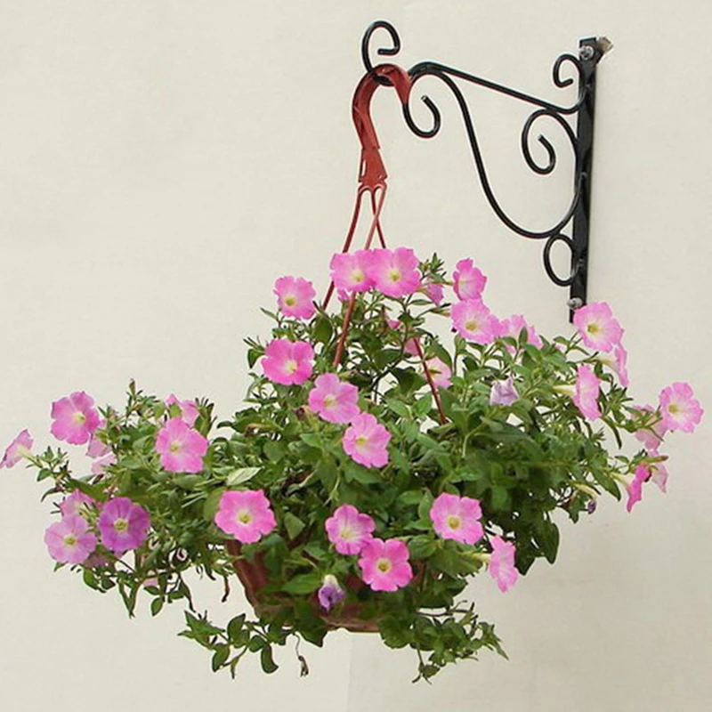Soporte para flores 3D geométrico para colgar en la pared, maceta de flores para balcón, soporte de ganchos de hierro forjado, soporte de cesta montado en la pared