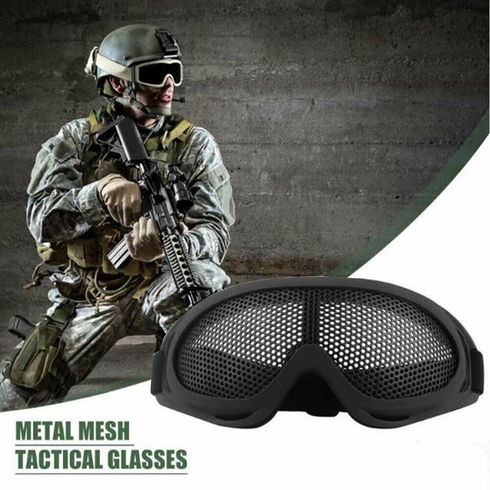 Gafas de malla de Metal para caza al aire libre, gafas tácticas resistentes a los golpes, protección de ojos para deportes al aire libre, herramientas para exteriores