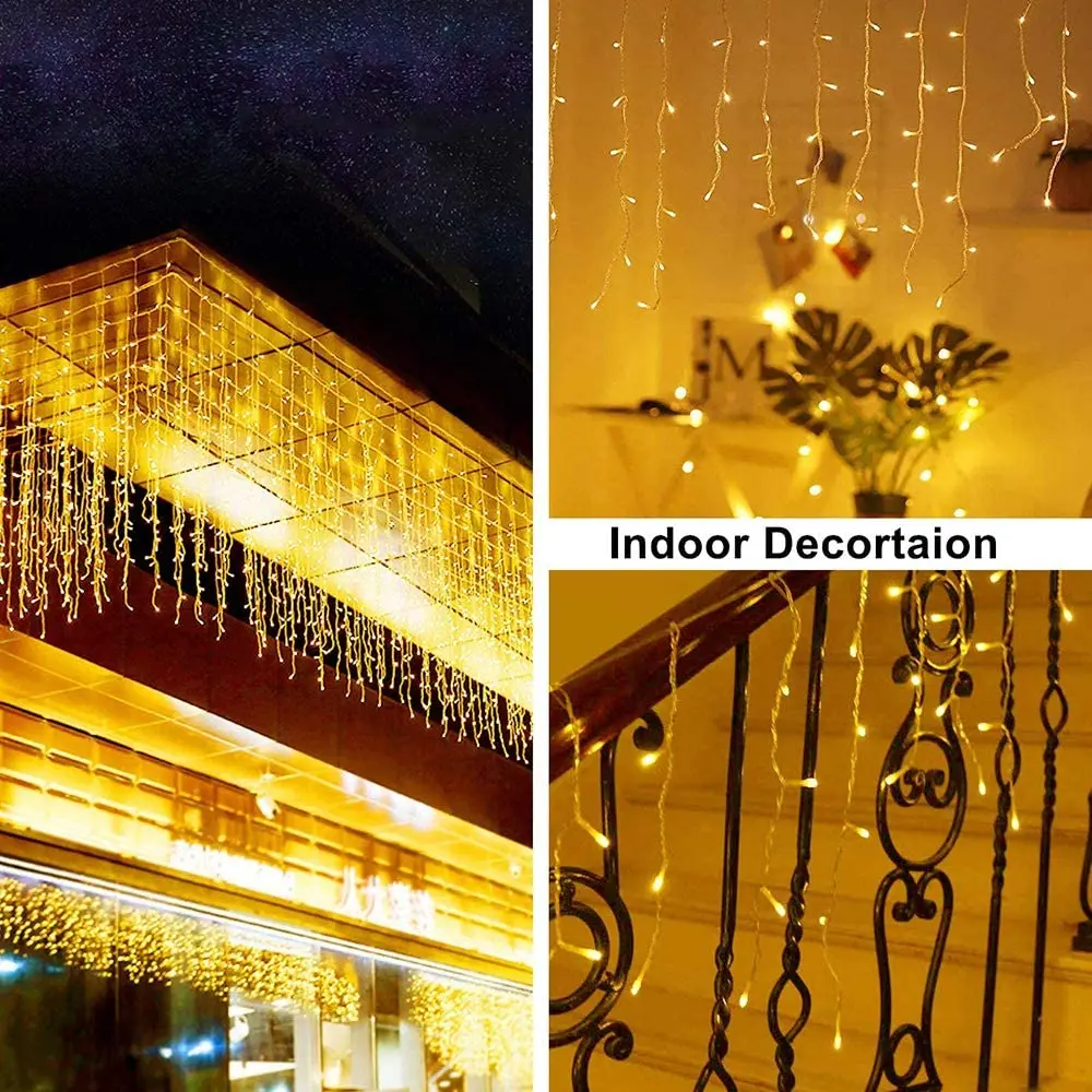 Led Màn Vòng Hoa Trên Cửa Sổ Đường Vòng Hoa Trên Nhà Festoon Icicle Màn Sáng 3M * 1M cắm Hoạt Động