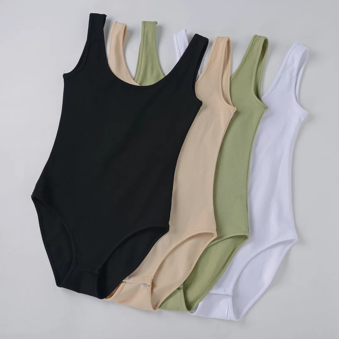 She'sModa ผ้าฝ้าย U-คอสี Casual Slim Bodycon บอดี้สูทผู้หญิง Playsuit