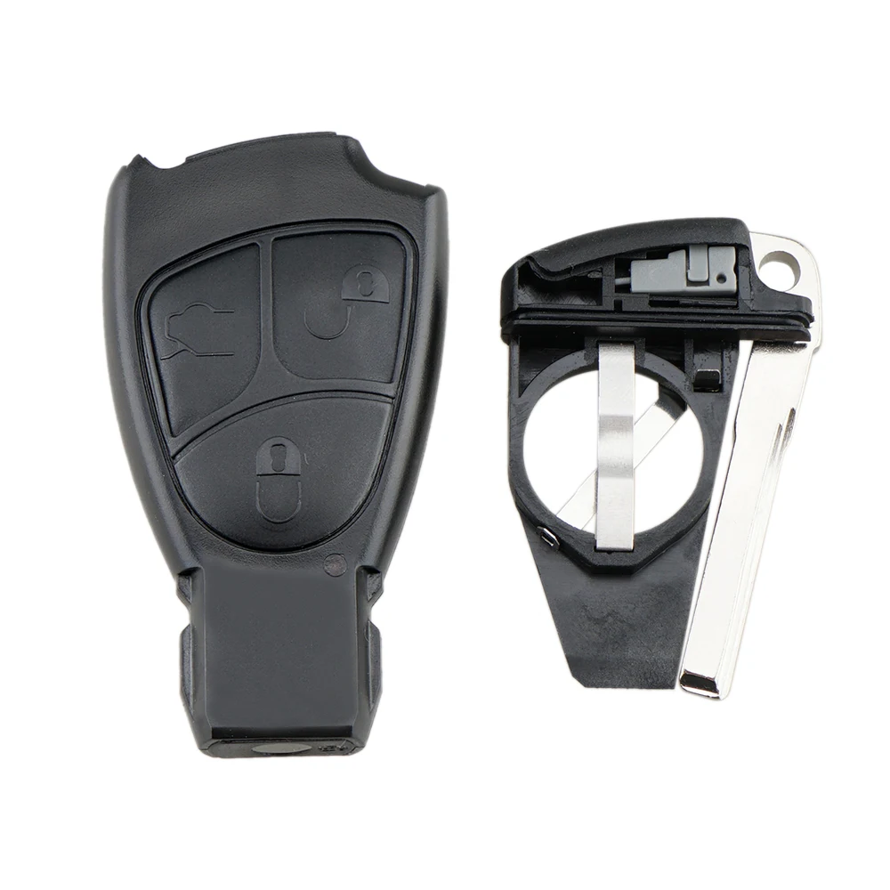Chave do carro fob escudo caso substituição inteligente inserção chave remoto capa com balde e suporte de bateria para mercedes-benzc m b e cl sl