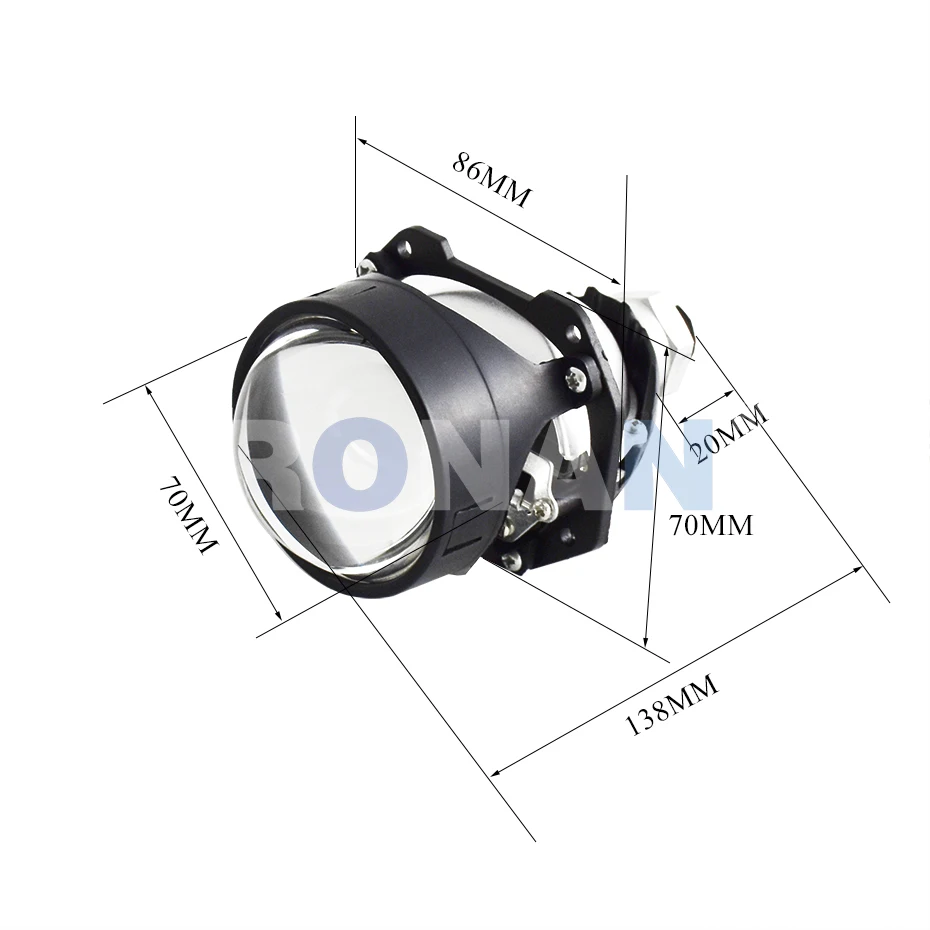 Ronan 40W 2.5 ''Bi-Đèn Led Ống Kính Cho H1 H4 H7 9005/9006 Ổ Cắm Đèn Pha Ô Tô Retrofit Nâng Cấp Đầy Đủ bộ Có Đèn LED Vải Liệm Trắng Vàng