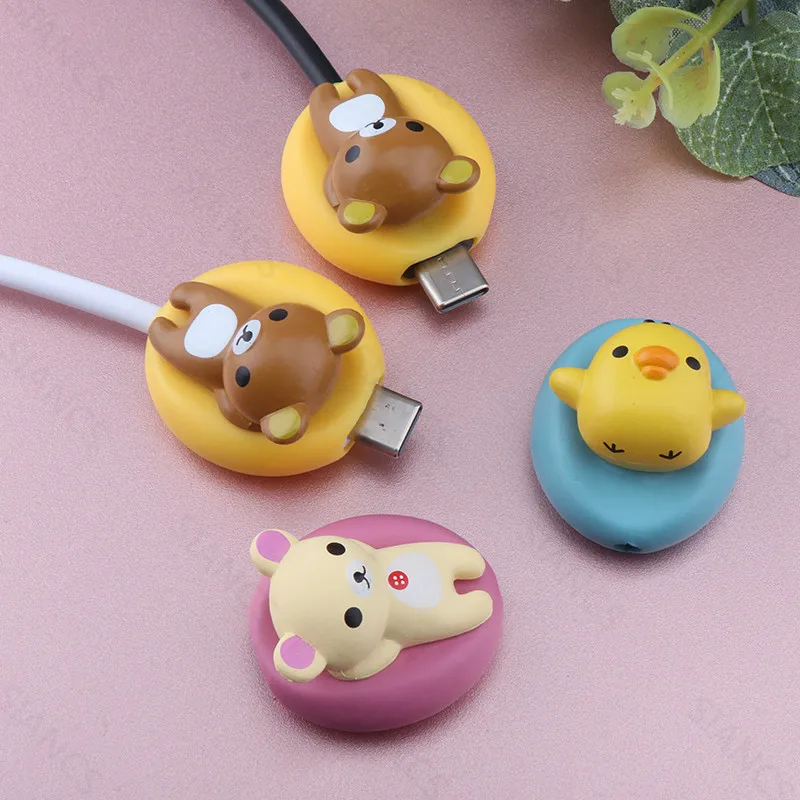 Động Vật Loại C Cắn Tấm Bảo Vệ Hoạt Hình Dễ Thương Dòng Dữ Liệu Dây Đáng Yêu Silicone USB C Tấm Bảo Vệ Người Tổ Chức Aó Gió Bao