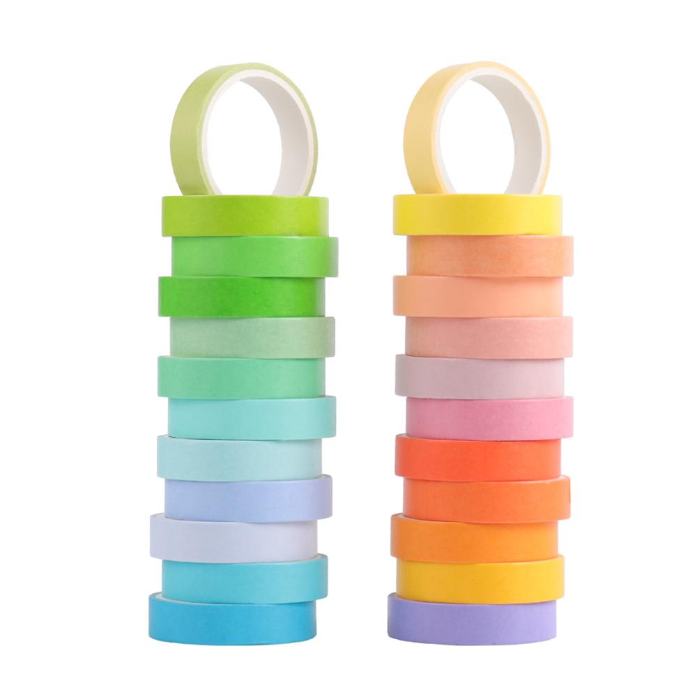 24 stücke Regenbogen Farbe Washi Tape Set 9mm 15mm Macaron Farben Abdeckklebebänder Aufkleber Dekoration DIY Marker label A6735