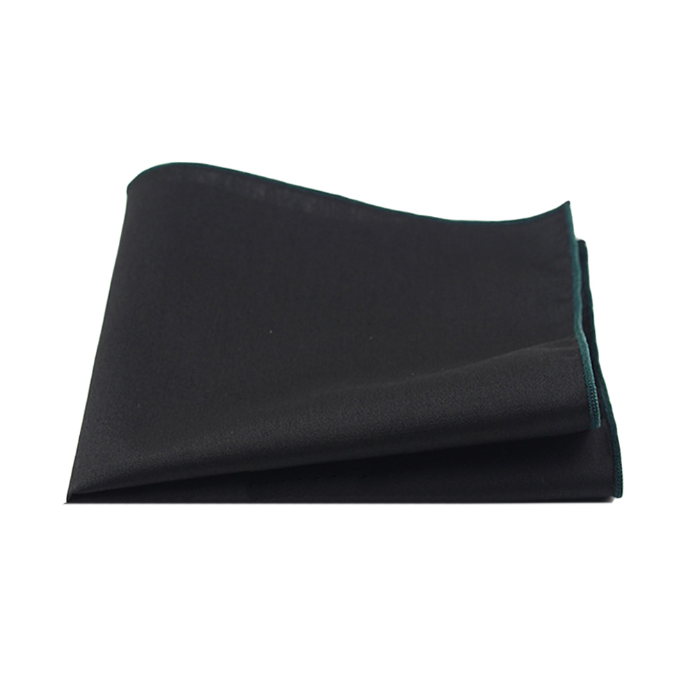 Männer Leinen Baumwolle Plain Schwarz Tasche Platz Bunten Rand Taschentuch Prom Hanky