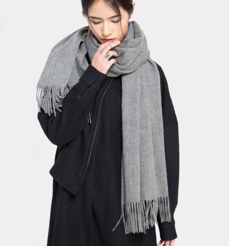 Bufanda de lana para invierno, chal a la moda para mujer, bufandas sólidas para adultos, chales y chales de lujo para otoño, Poncho, bufandas para mujer, envoltura Unisex