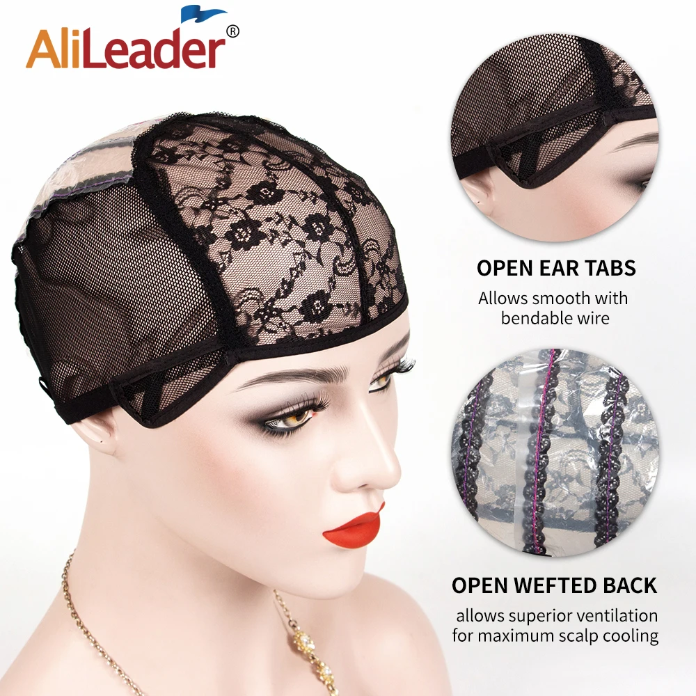 Alileader Giá Rẻ Có Thể Điều Chỉnh Tóc Giả Mũ S/M/L 1 Chiếc Đế Nắp Đen Dệt Tóc Giả Công Cụ Glueless Ren tóc Giả Mũ Dệt Nắp Làm Tóc Giả