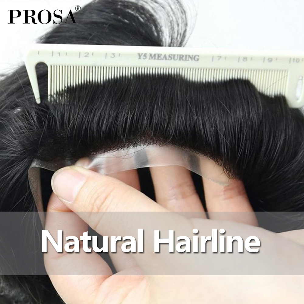 7 × 9インチ超薄型皮膚のメンズかつら男性超薄型ナチュラルかつら男ヘアシステム男性ファッション男性かつら