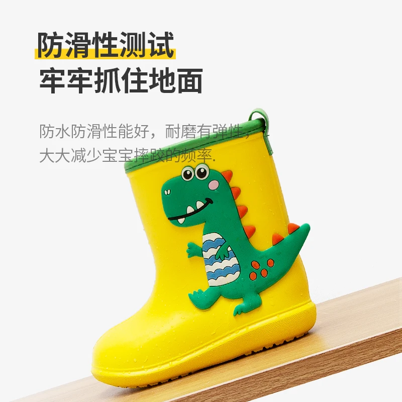 Crianças botas de chuva do bebê meninos menina eva antiderrapante ao ar livre dos desenhos animados dinossauro botas de chuva para crianças à prova dwaterproof água botas menina botas de chuva