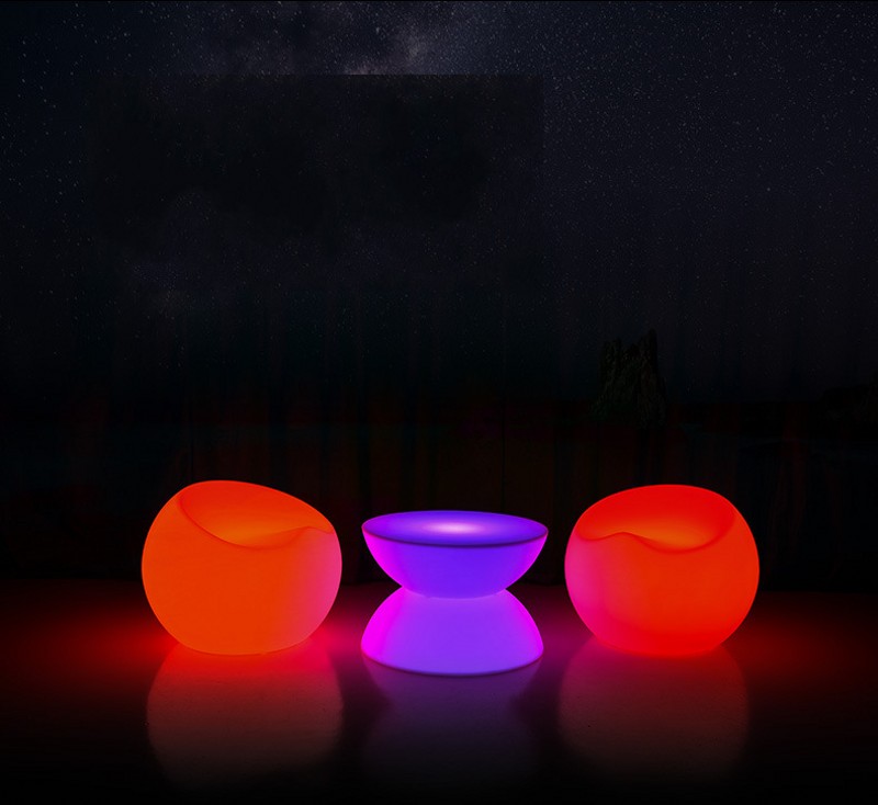 Nuevo Taburete de Bar LED recargable, silla de manzana de plástico luminosa, silla de bola de ocio, taburete, banco impermeable, muebles de discoteca al aire libre